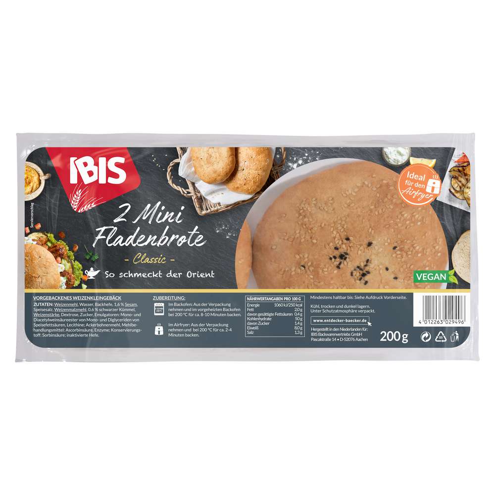 Produktabbildung Ibis Vegane Mini Fladenbrote, Classic