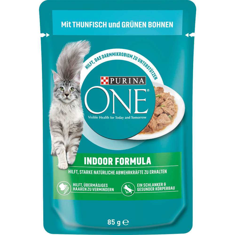 Produktabbildung Purina Katzen-Nassfutter One Indoor, Thunfisch/Bohnen