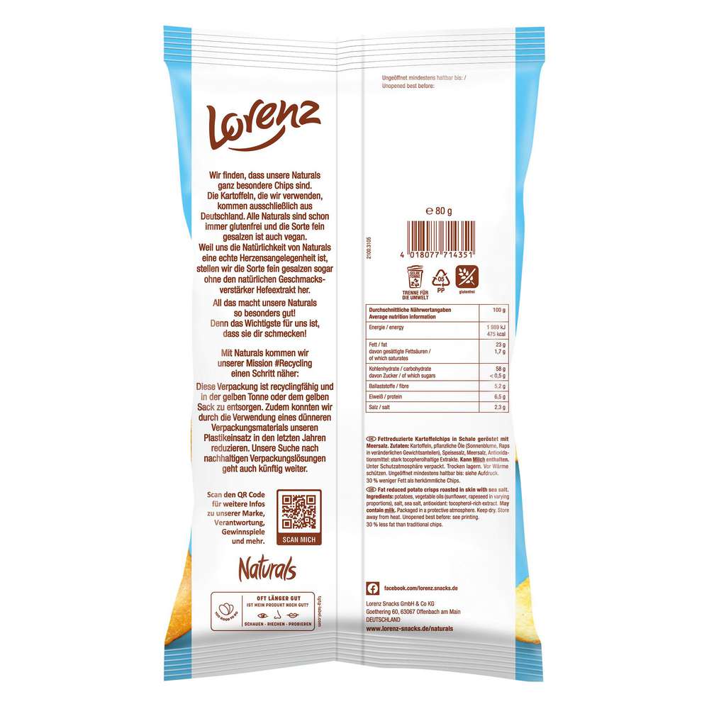 Produktabbildung Naturals Chips Naturals leicht, Salz