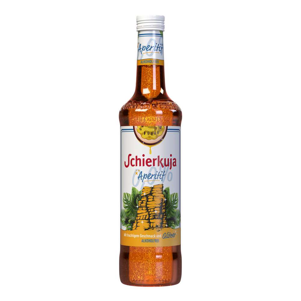 Produktabbildung Schierker Feuerstein Aperitif fruchtiger Geschmack mit Glitzer, alkoholfrei