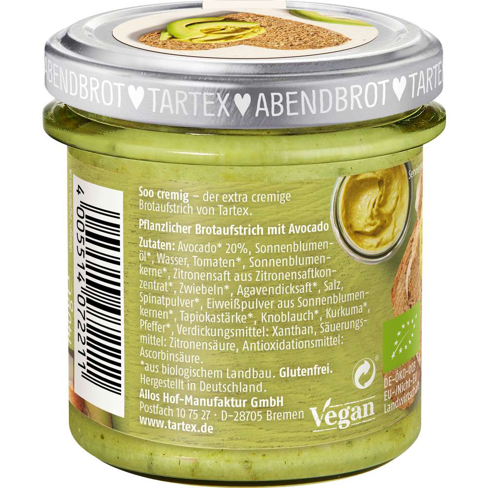 Produktabbildung Tartex Bio Brotaufstrich, Avocado