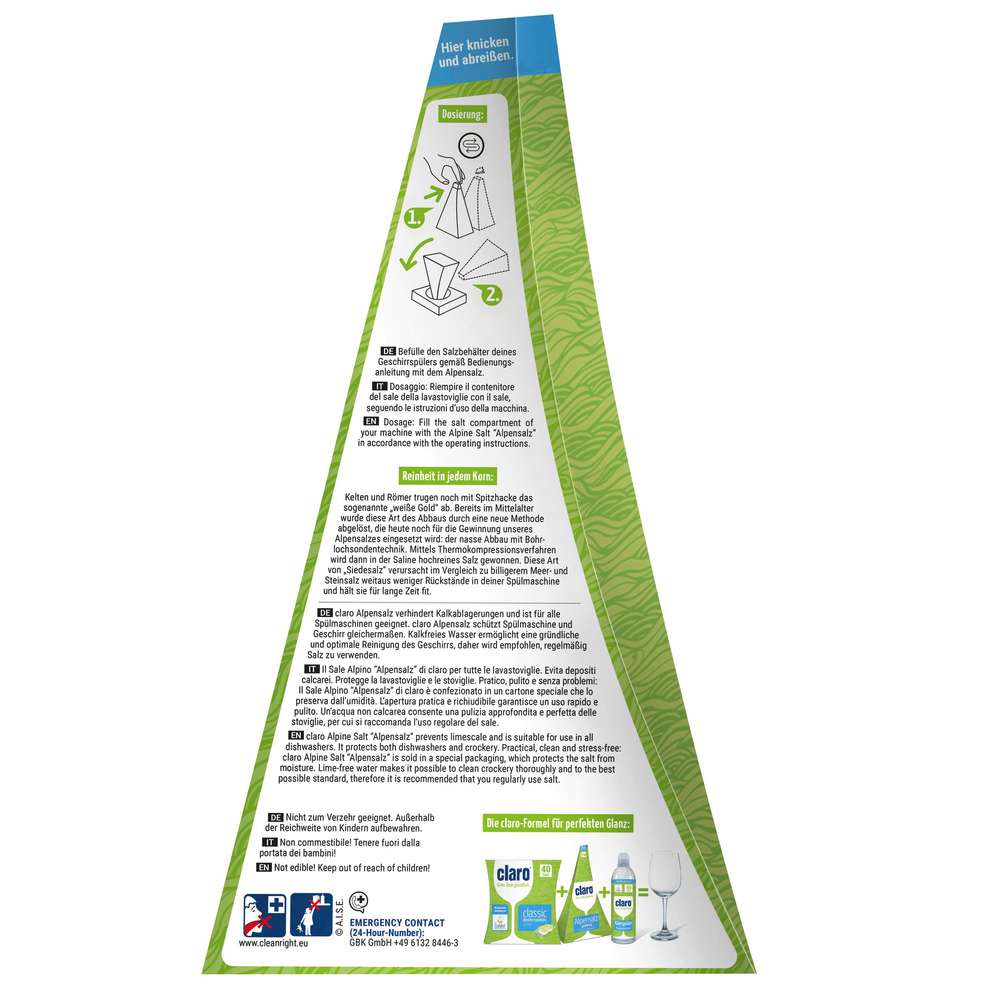 Produktabbildung claro Spülmaschinensalz Alpensalz