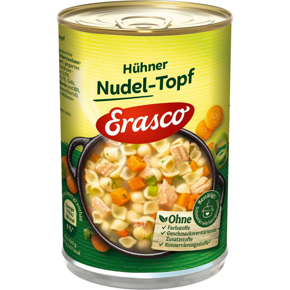 Produktabbildung Erasco Hühner-Nudeltopf mit natürlicher Hühnerbrühe