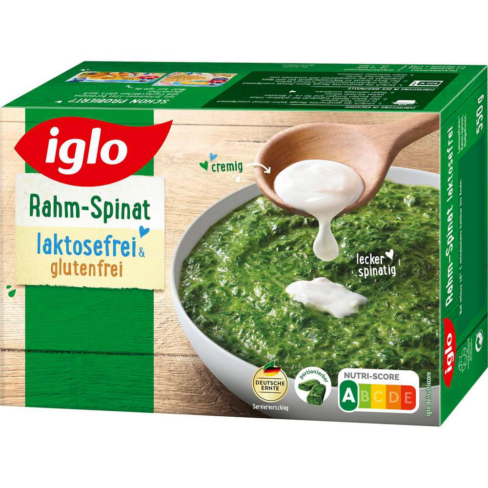 Produktabbildung Iglo Rahm-Spinat laktosefrei, tiefgekühlt