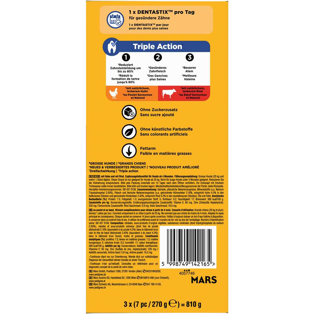 Produktabbildung Pedigree Hunde-Snack, Dentastix Kaustangen, groß