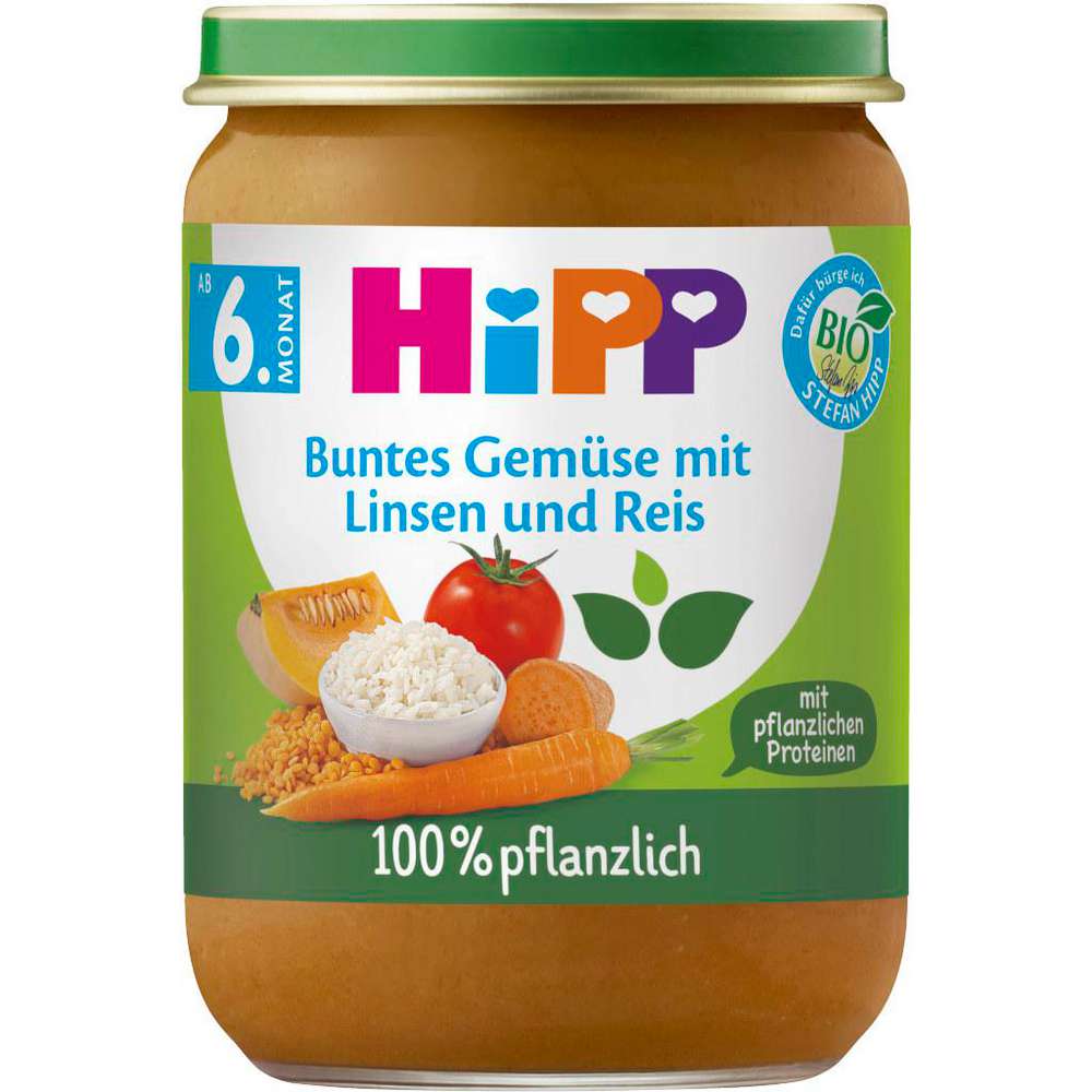 Produktabbildung Hipp Babynahrung Menü, Buntes Gemüse mit Linsen und Reis