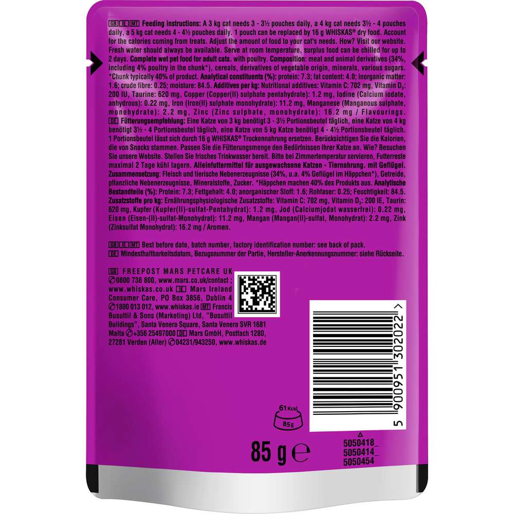 Produktabbildung Whiskas Katzen-Nassfutter, Geflügel