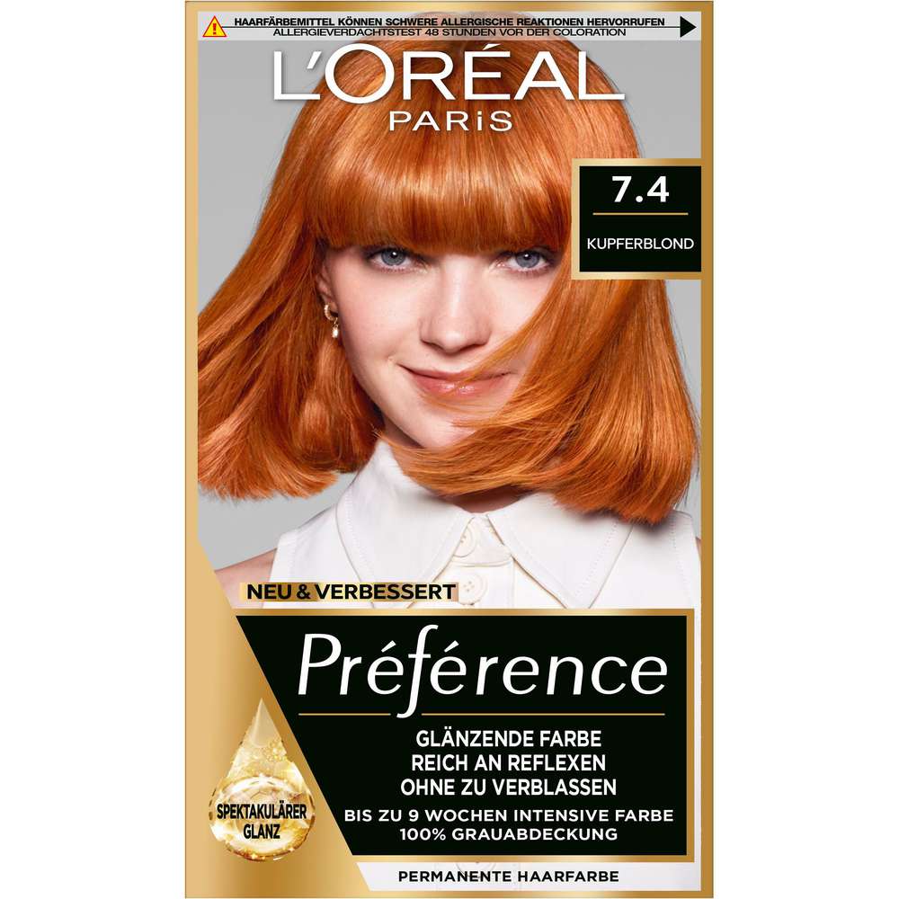 Produktabbildung L'Oreal Paris Haarfarbe Preference, 7.4 Kupferblond