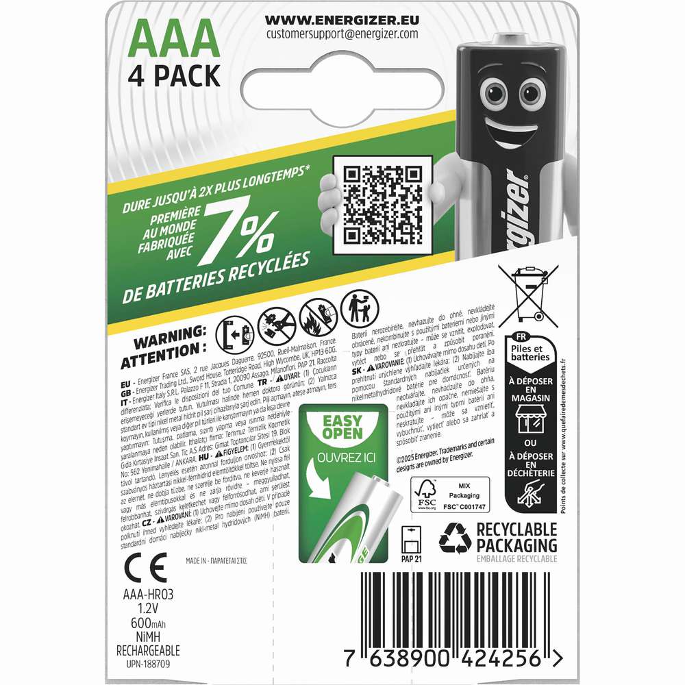 Produktabbildung Energizer Akkubatterie AAA Universal