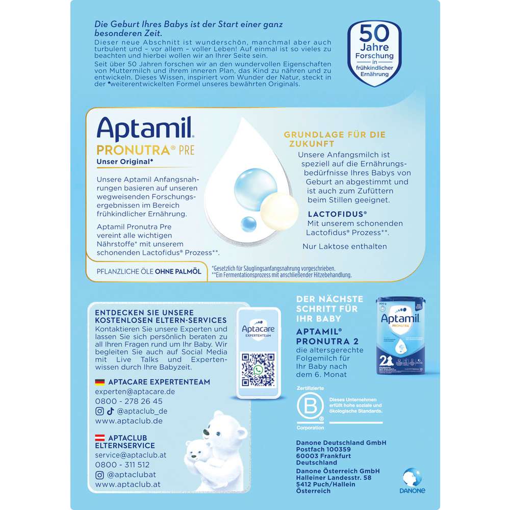 Produktabbildung Aptamil Pronatura Anfangsmilch Pre 