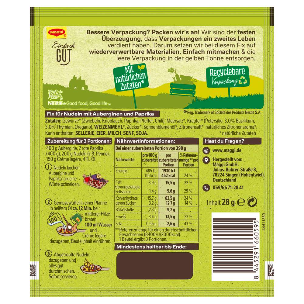 Produktabbildung Maggi Fix-Würzmischung Gemüse Pasta italienischer Art