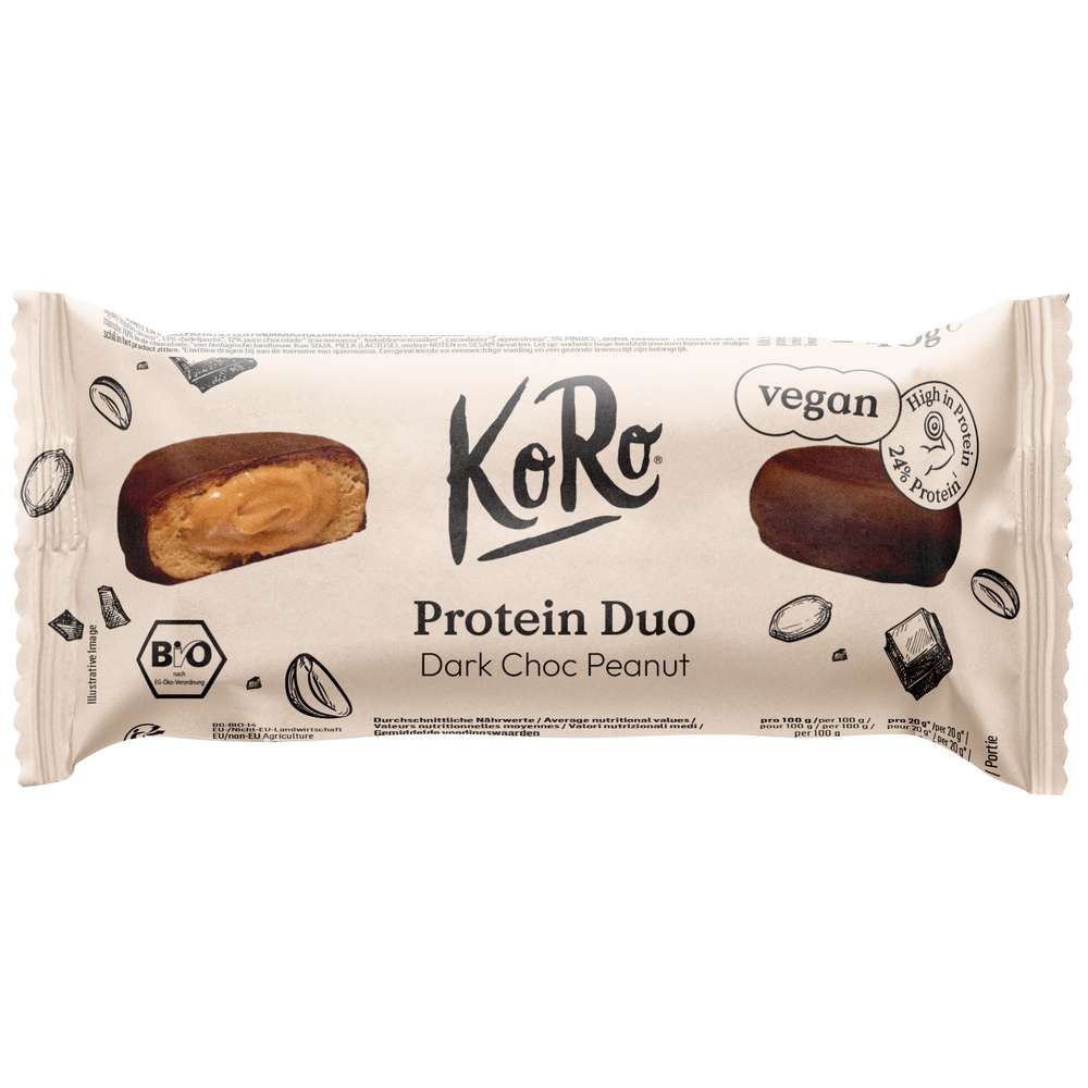 Produktabbildung KoRo Bio Protein Riegel Duo Dark Choc Peanut