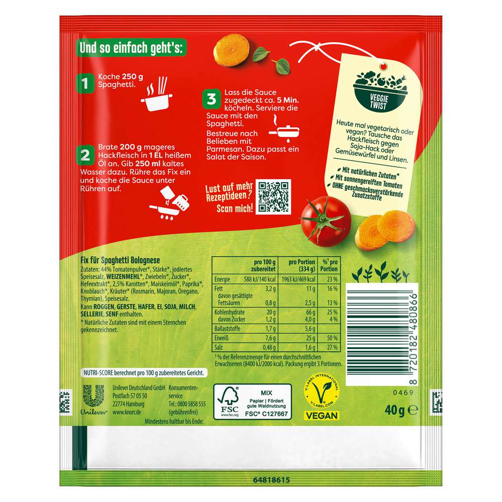 Produktabbildung Knorr Fix für Spaghetti Bolognese