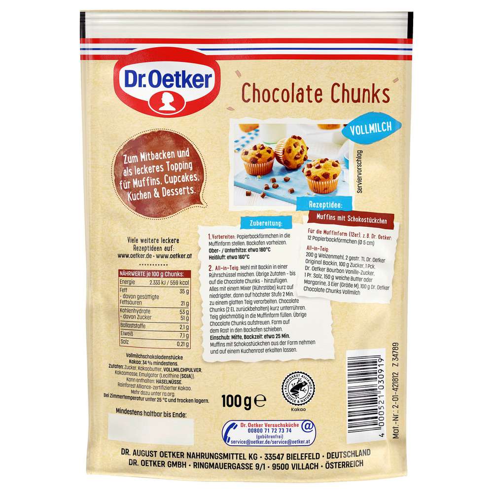Produktabbildung Dr. Oetker Backmischung Chocolate Chunks, Vollmilch