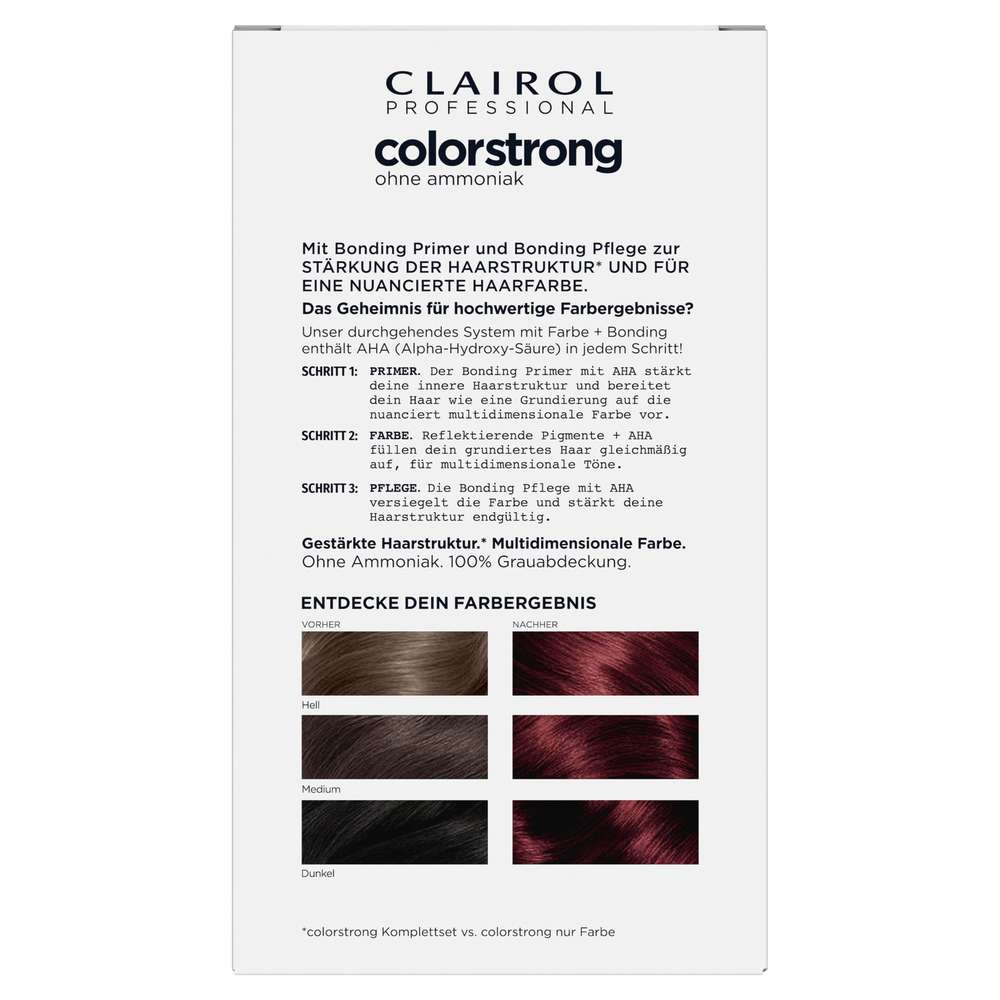 Produktabbildung Clairol Haarfarbe Colorstrong ohne Ammoniak, 4/46 Intensives Dunkelrot