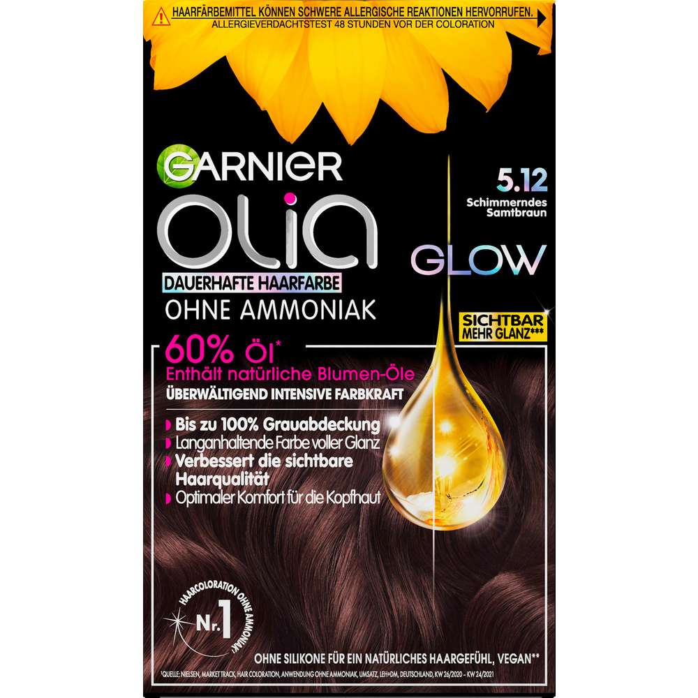 Produktabbildung Garnier Haarfarbe Olia, 5.12 Schimmerndes Samtbraun