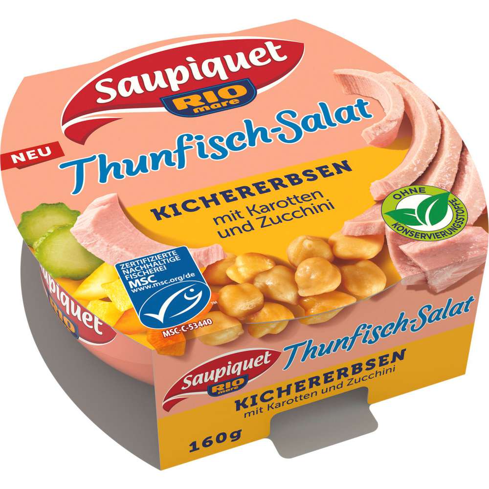 Produktabbildung Saupiquet 	
Thunfisch-Salat Kichererbsen MSC 