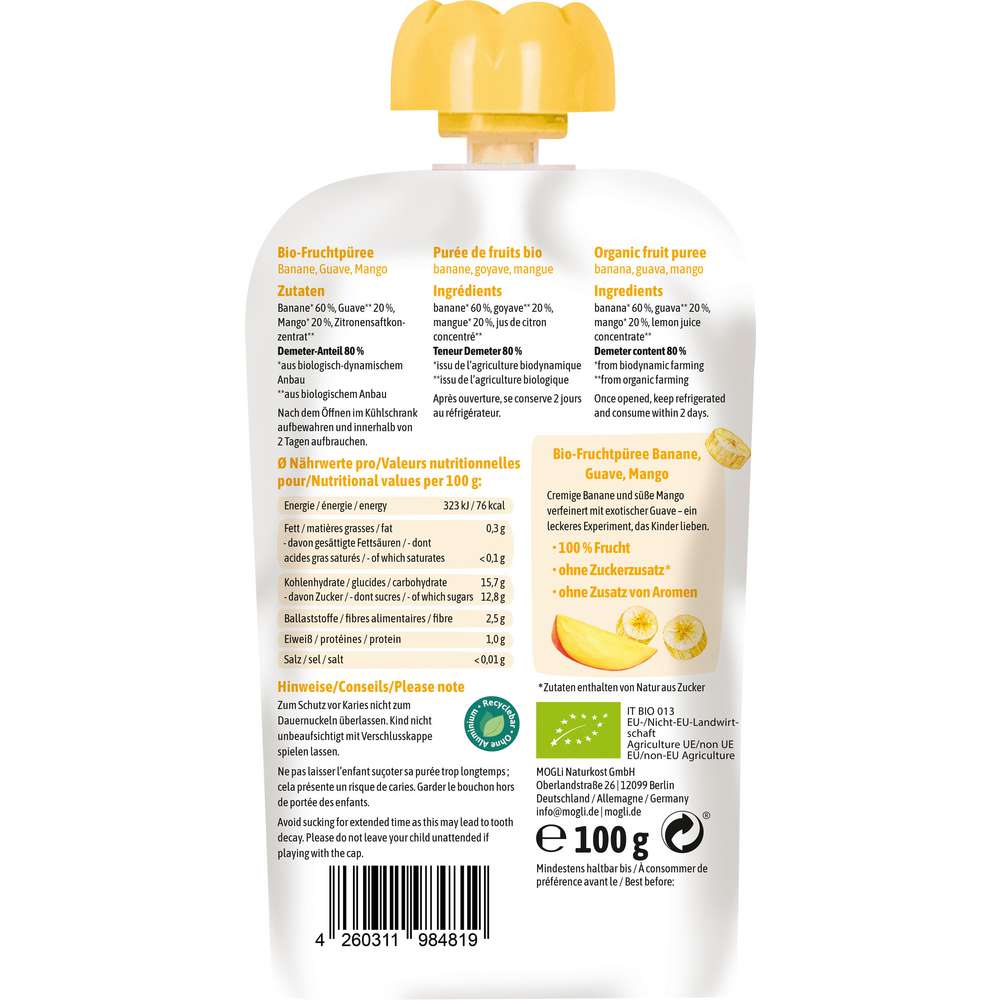 Produktabbildung MOGLi Quetschie, Mango/Guave