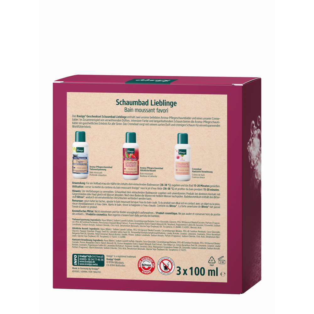 Produktabbildung Kneipp Schaumbad Lieblinge, Badeschaum 3 x 100 ml