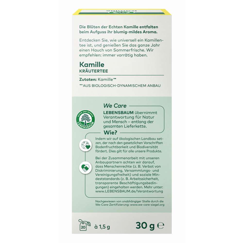 Produktabbildung Lebensbaum Bio Kräutertee, Kamille