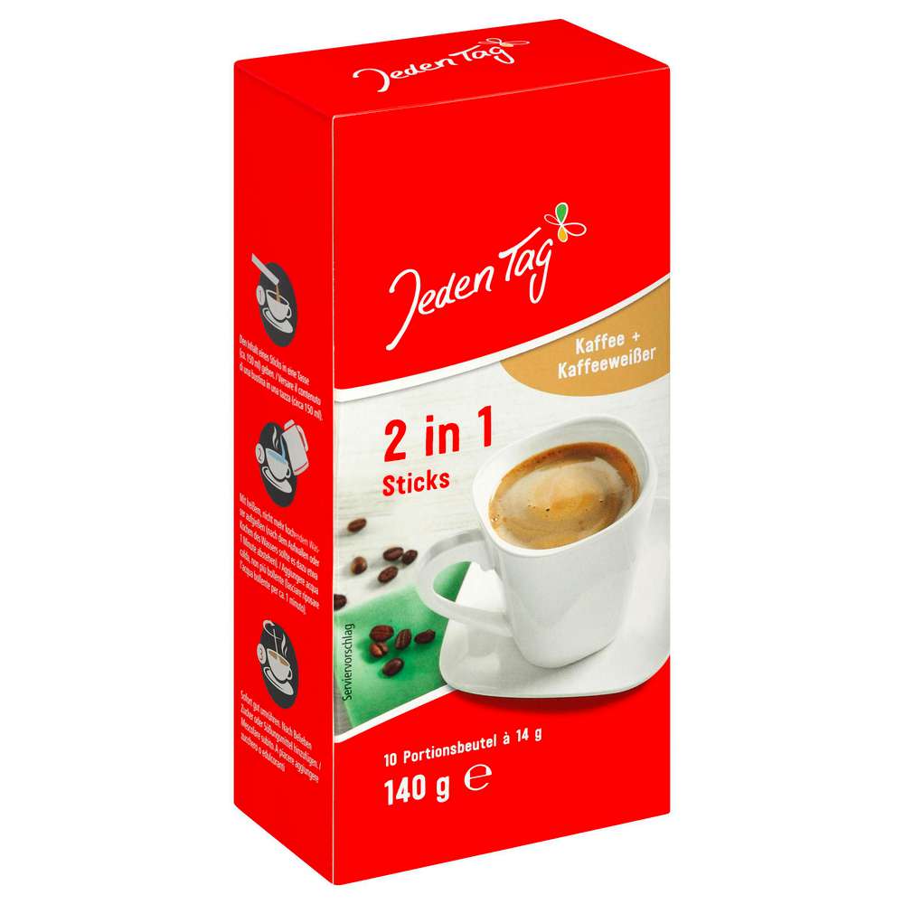 Produktabbildung Jeden Tag Kaffeesticks 2in1, Kaffee+Kaffeeweißer