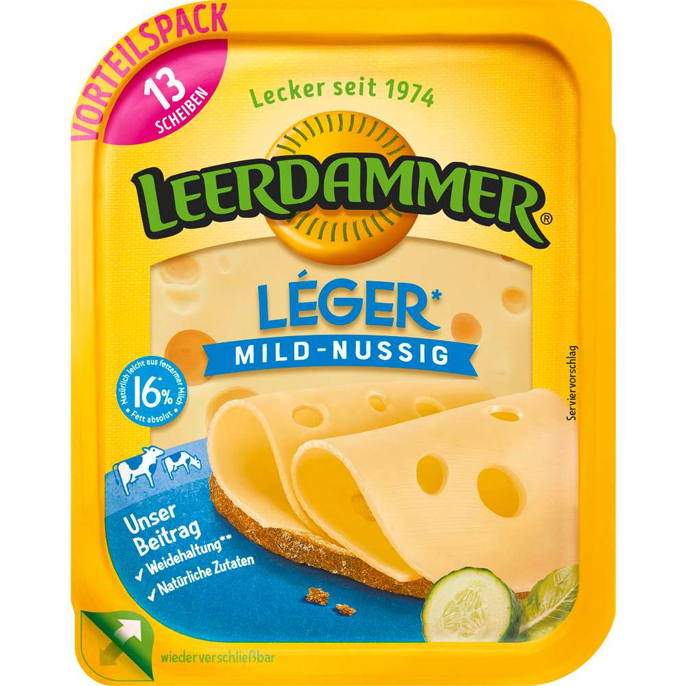Produktabbildung Leerdammer Käsescheiben, Léger, mild-nussig