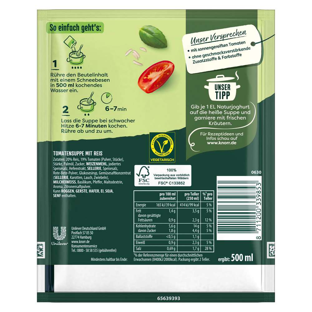 Produktabbildung Knorr Gewürzmischung Feinschmecker, Tomatensuppe mit Reis