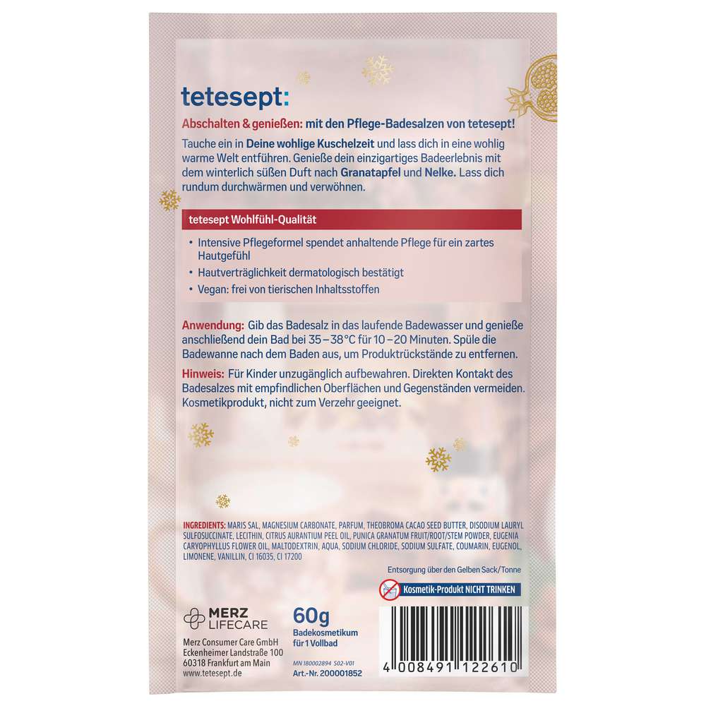 Produktabbildung tetesept Badesalz Kuschelzeit, Granatapfel & Nelke