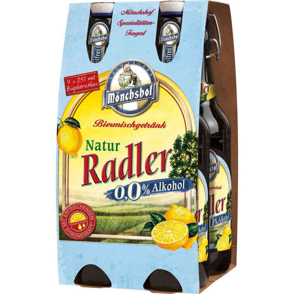 Produktabbildung Mönchshof Natur-Radler, alkoholfrei (4x 0,500 Liter)