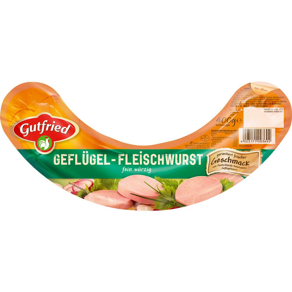Produktabbildung Gutfried Geflügel Fleischwurst, Natur