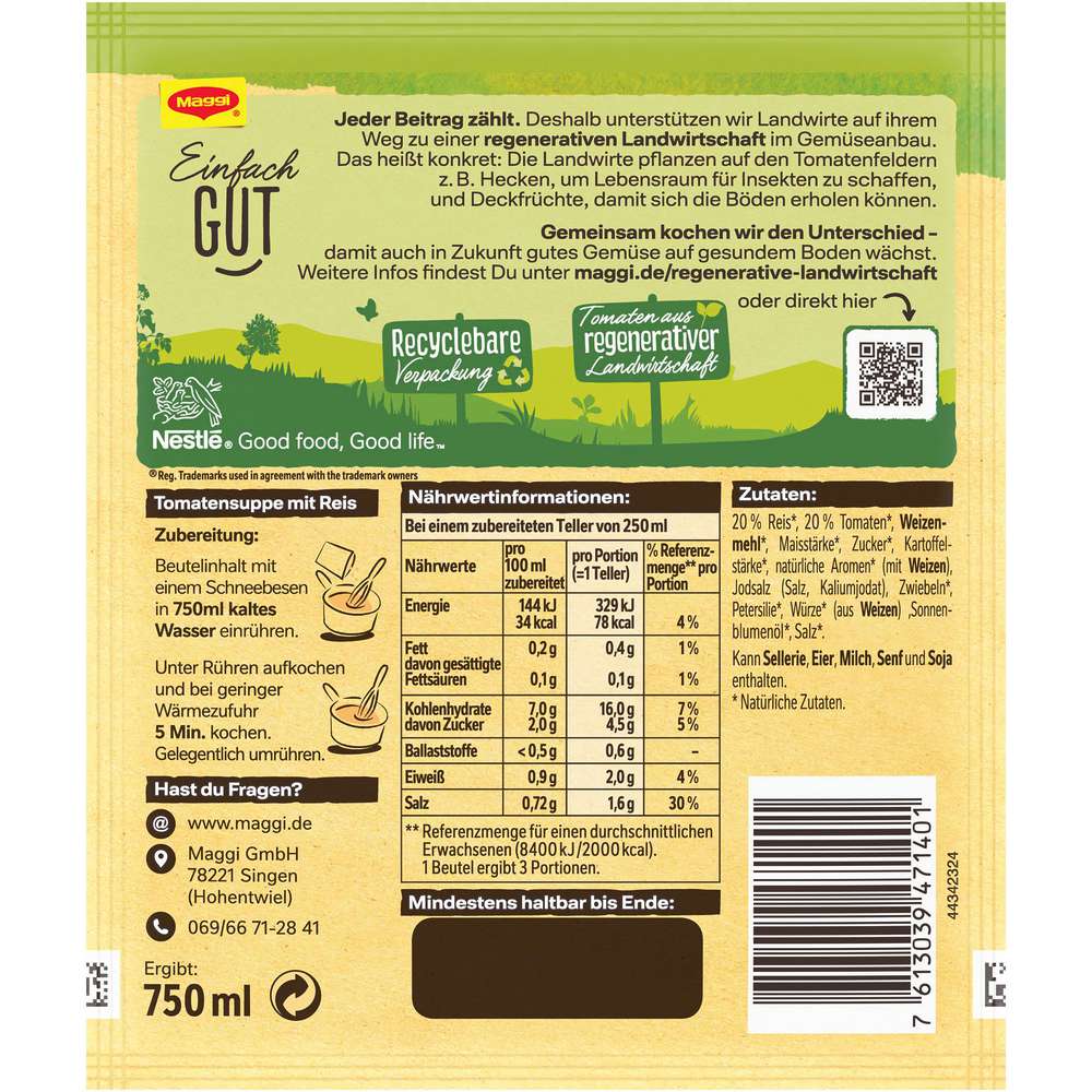 Produktabbildung Maggi Gewürzmischung Guten Appetit, Tomatensuppe mit Langkornreis
