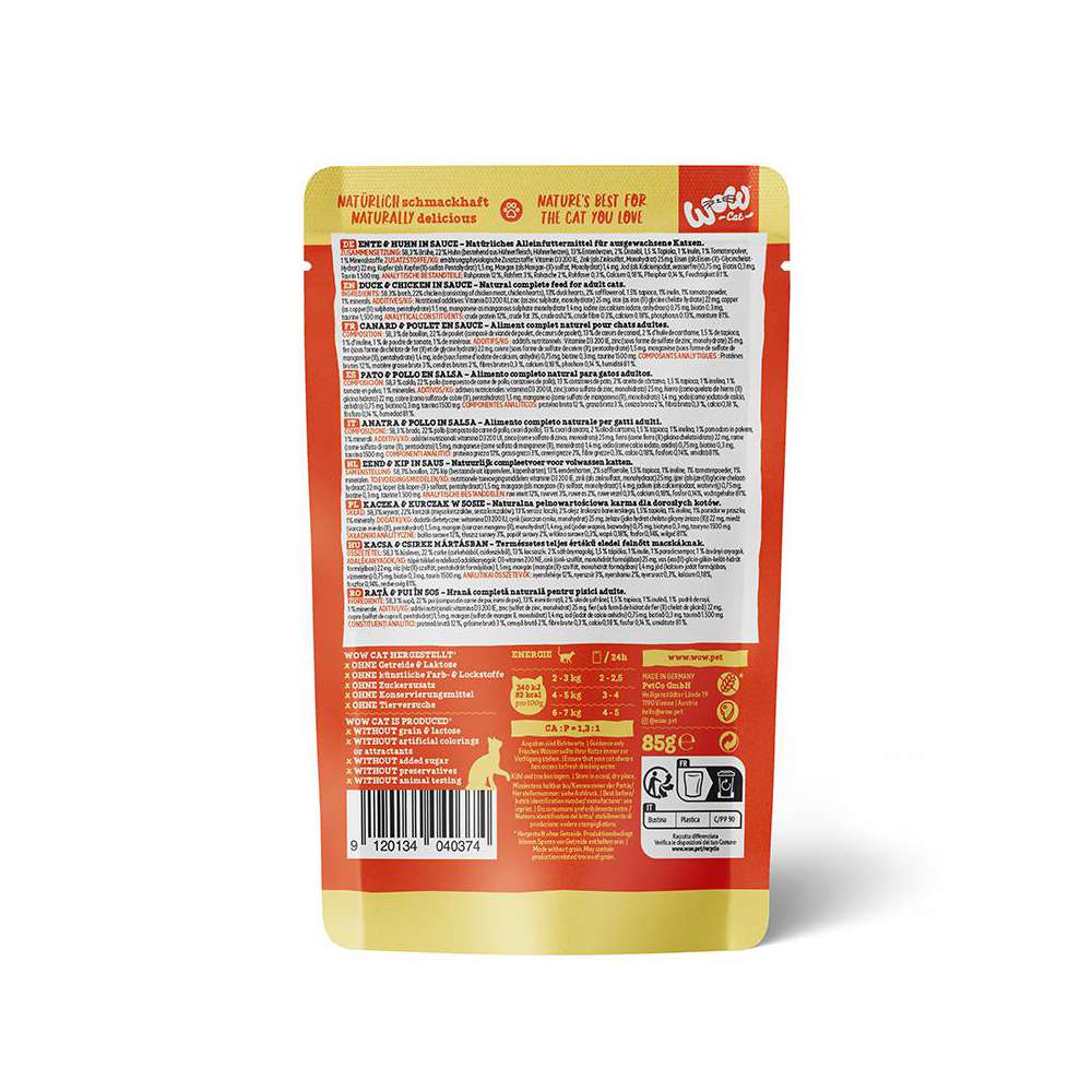 Produktabbildung WOW Katzen-Nassfutter, Ente/Huhn/Sauce