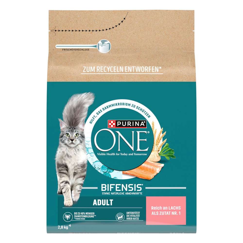 Produktabbildung Purina Katzen-Trockenfutter One, Bifensis, Adult Lachs