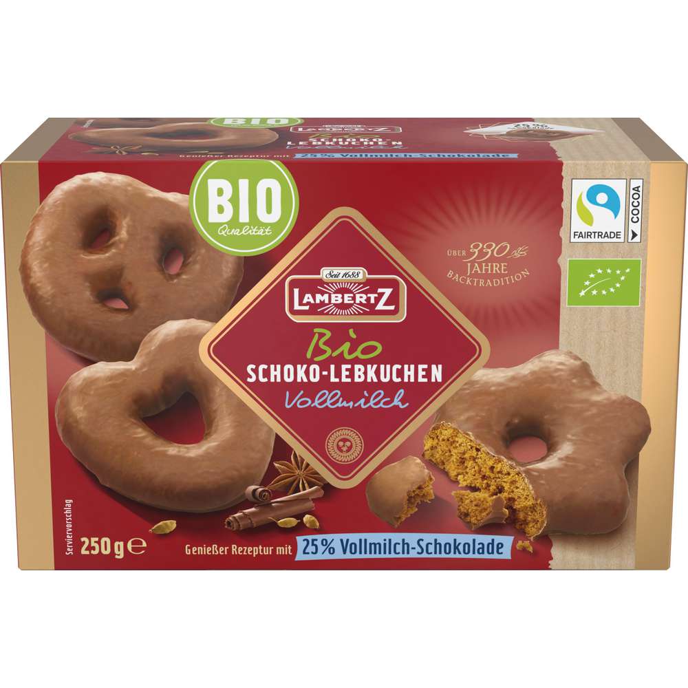 Produktabbildung Lambertz Bio Lebkuchen Herze/Sterne/Brezeln, Vollmilch