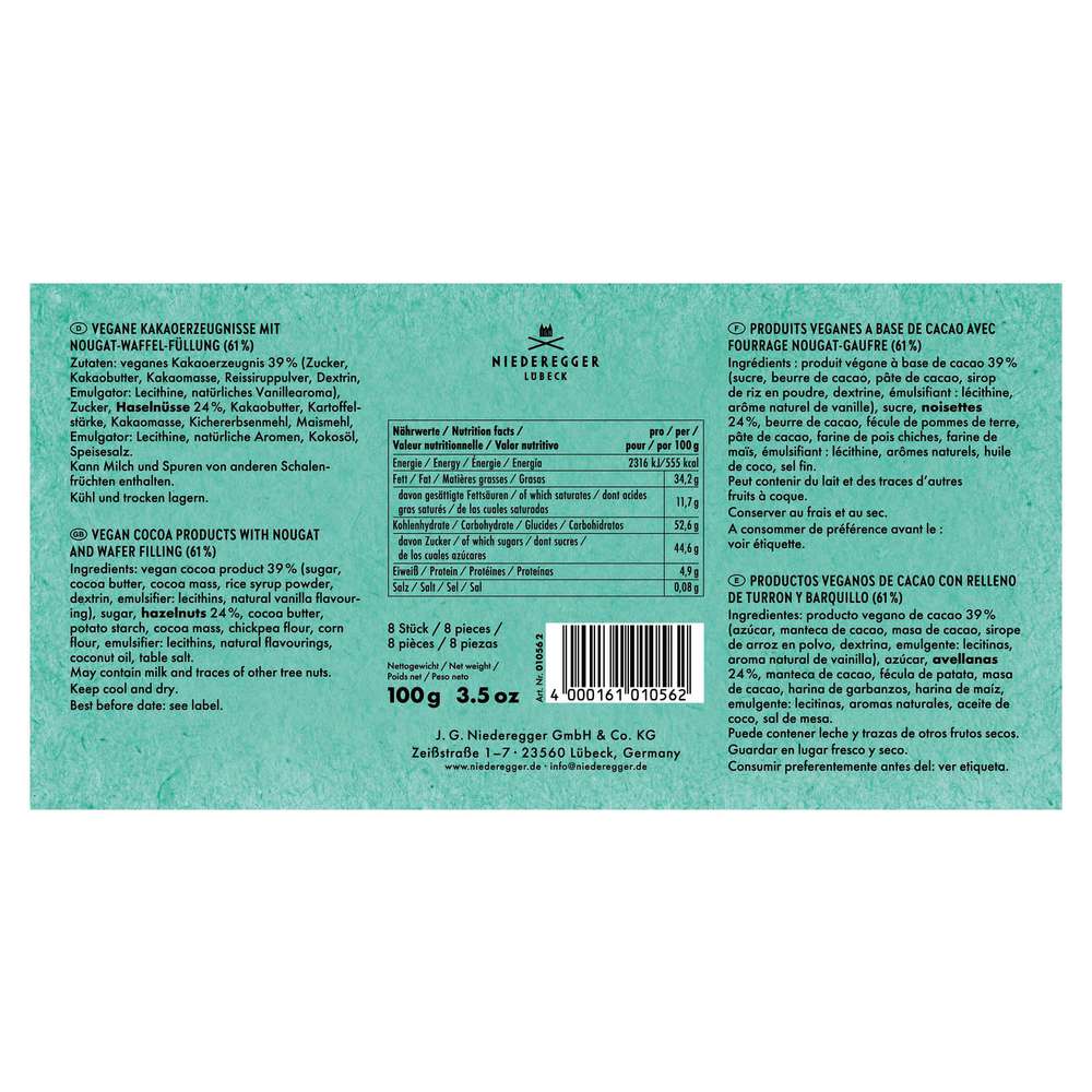 Produktabbildung Niederegger Vegane Pralinen Eier, Knusper Waffel