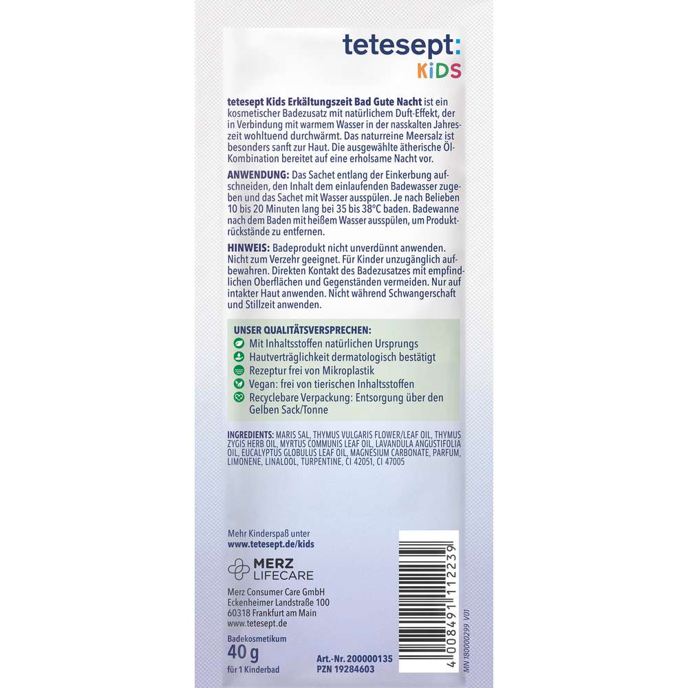 Produktabbildung tetesept Erkältungszeit Bad Kids