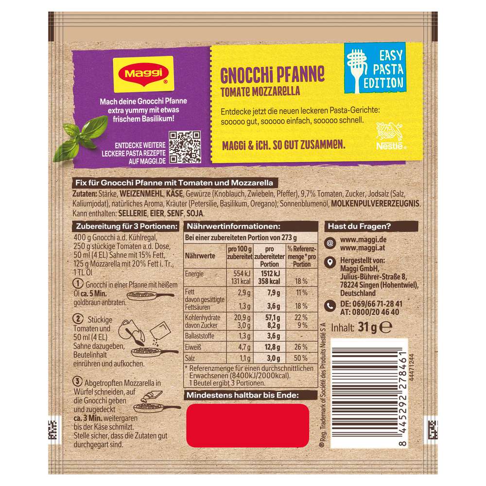 Produktabbildung Maggi Maggi Fix, Gnocchi Pfanne Tomate Mozzarella
