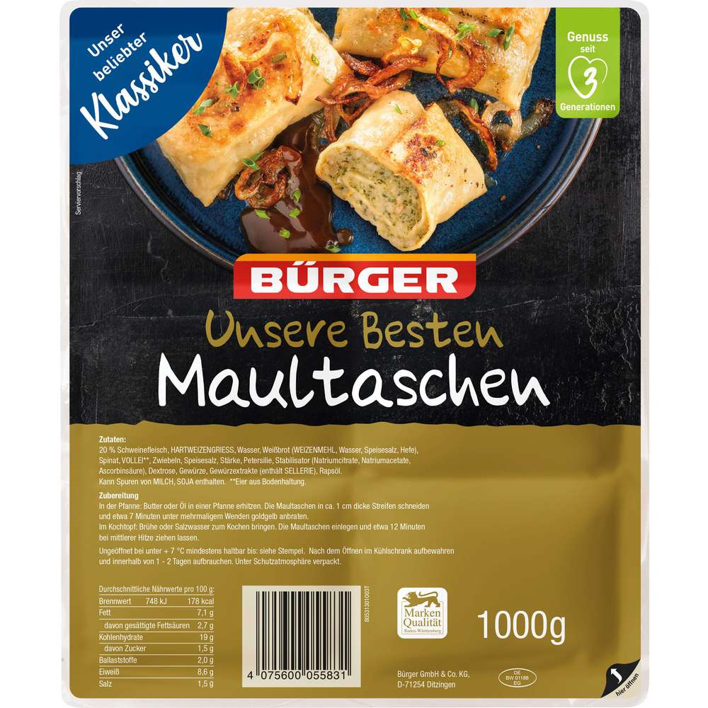 Produktabbildung Bürger Maultaschen, Unsere Besten
