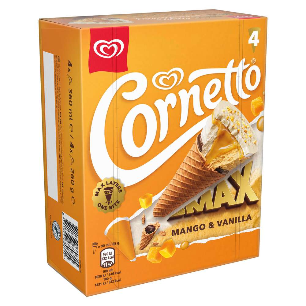 Produktabbildung Langnese Cornetto Max Waffeleis, Mango-Vanille