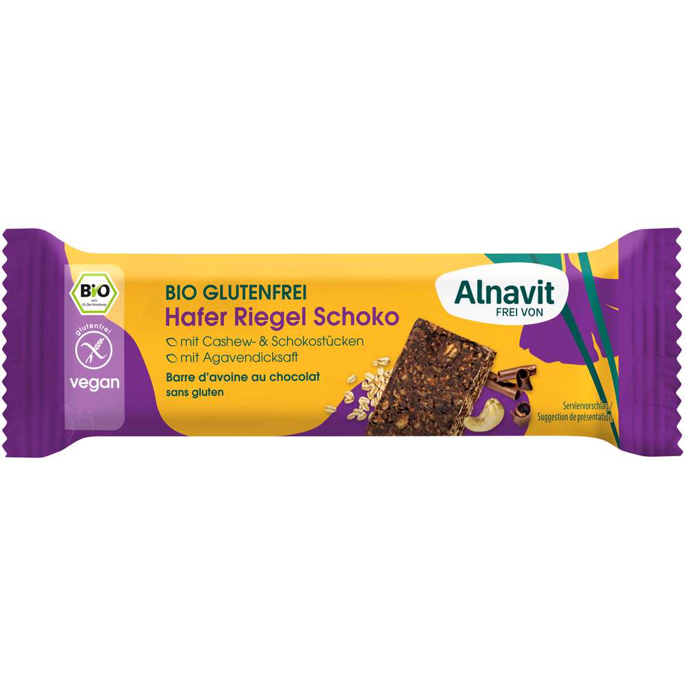 Produktabbildung Alnavit Bio Hafer Riegel Schoko, glutenfrei