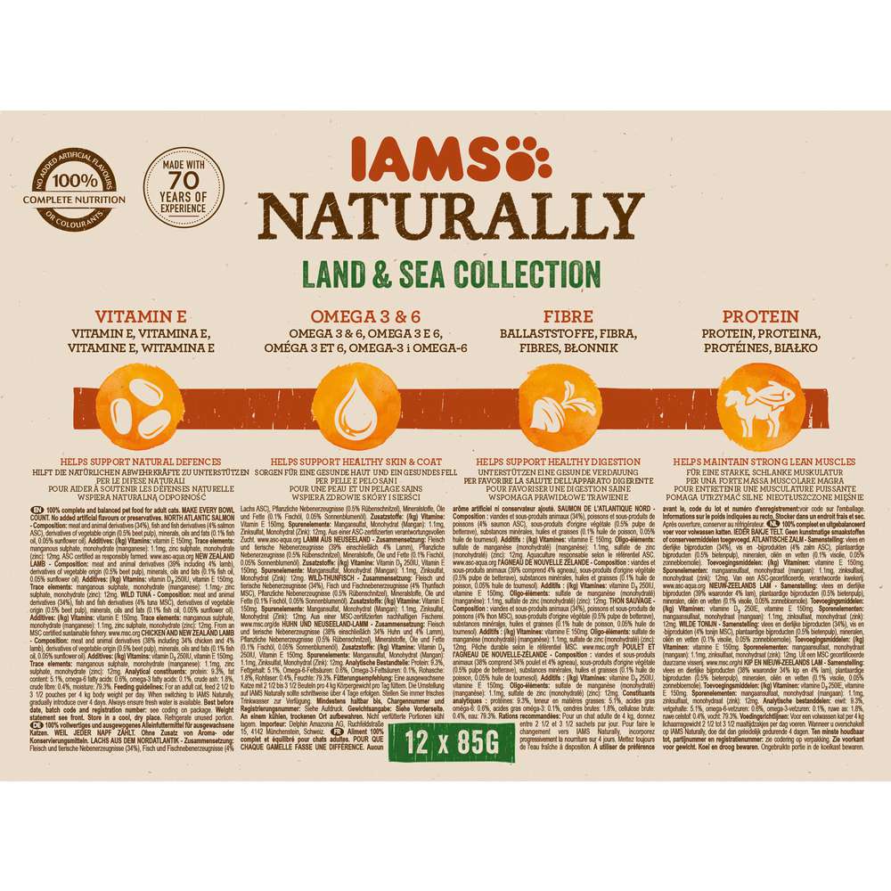 Produktabbildung IAMS Naturally Katzen Nassfutter Land und Sea Collection