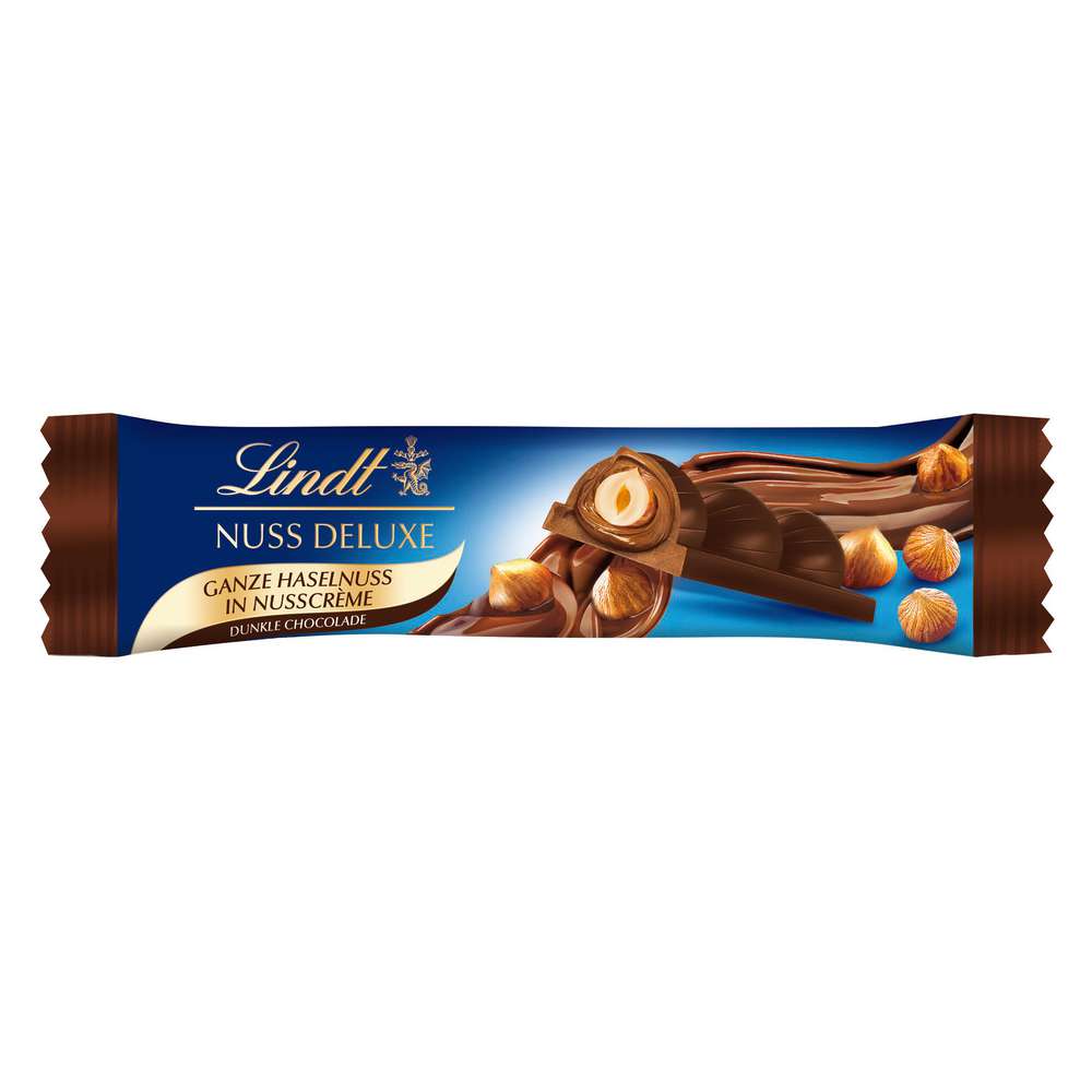 Produktabbildung Lindt Schoko-Riegel Nuss Deluxe, Dunkle Schokolade-Haselnuss