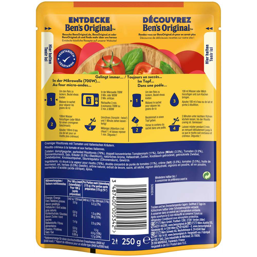 Produktabbildung BEN'S ORIGINAL Fertiggericht Risotto, Tomate & italienische Kräuter