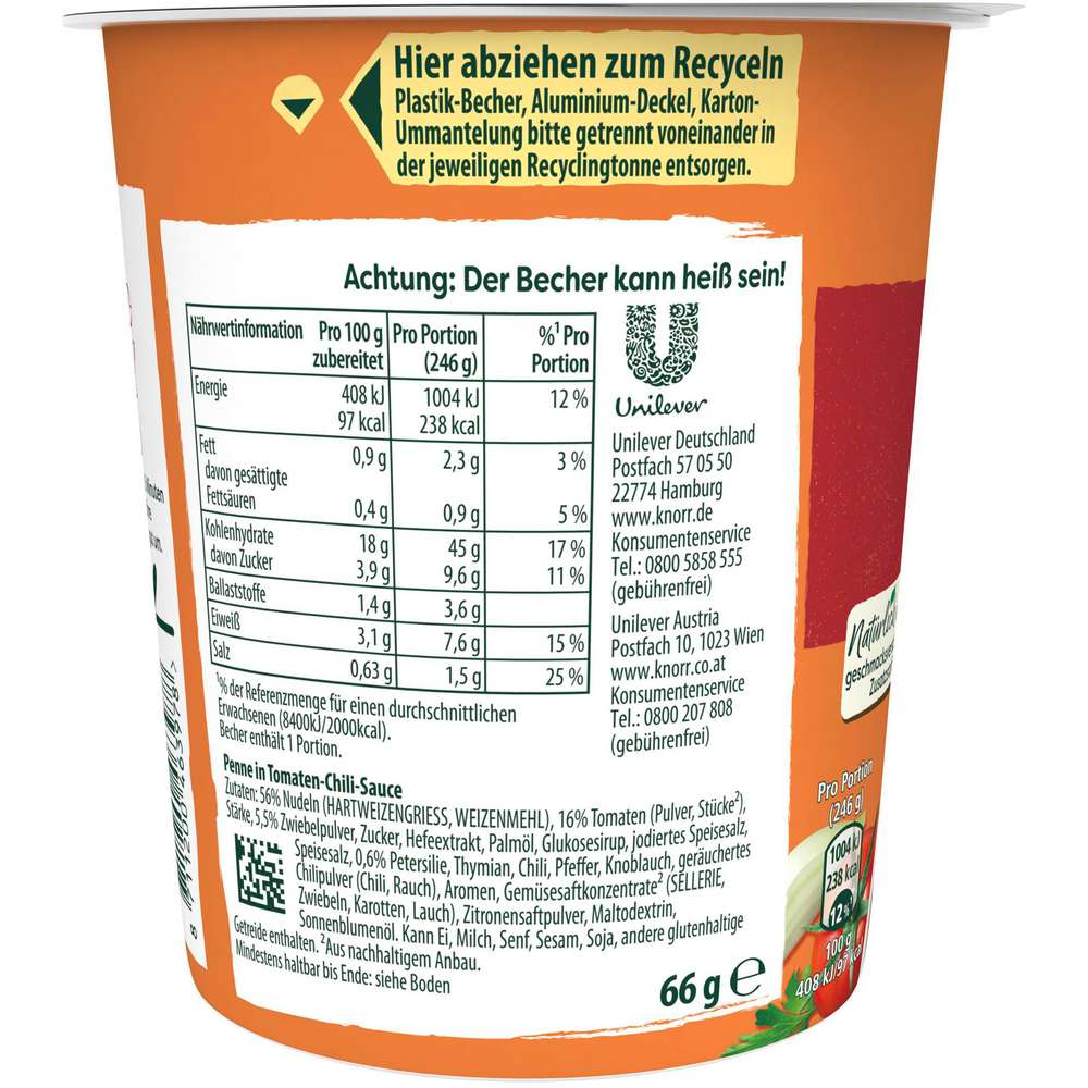 Produktabbildung Knorr Fertiggericht Pasta-Snack, Arrabiata