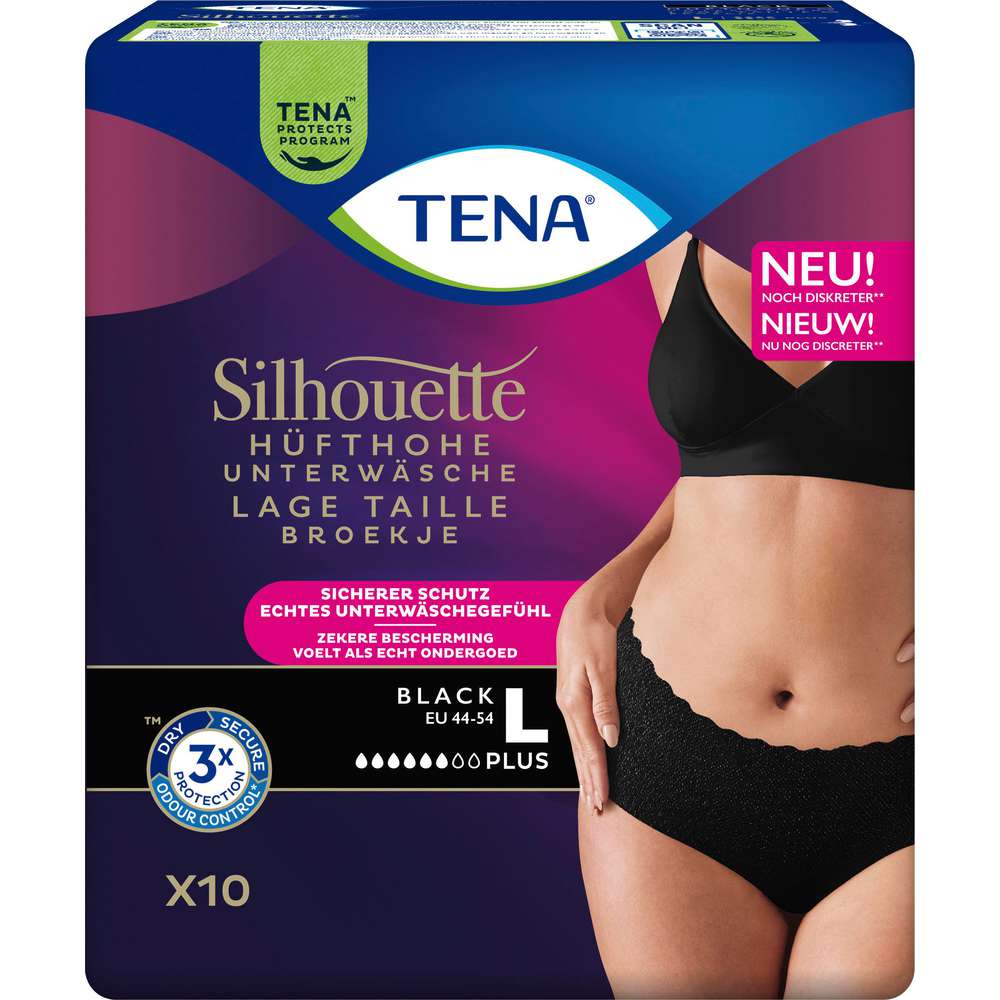Produktabbildung Tena Silhouette Hüfthohe Unterwäsche, schwarz Gr. L