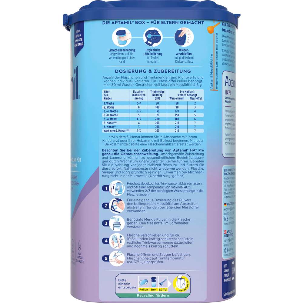 Produktabbildung Aptamil Anfangsnahrung Pre HA