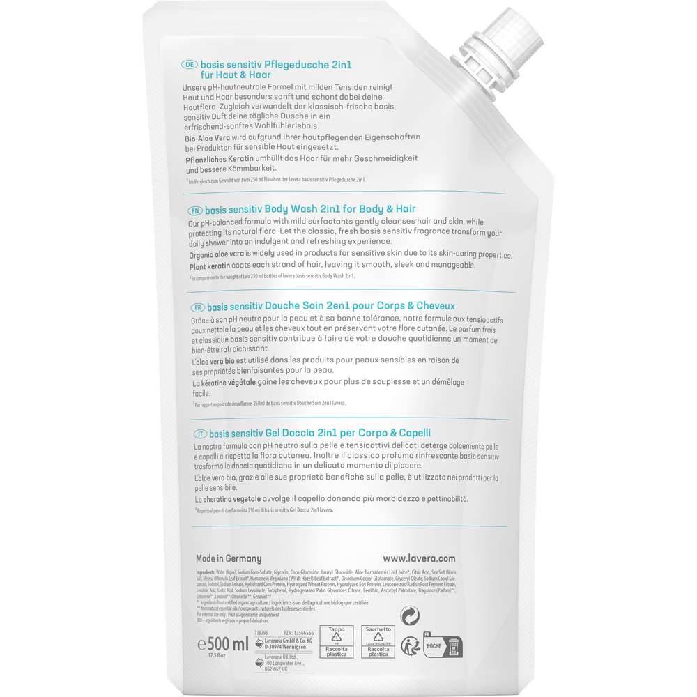 Produktabbildung lavera Nachfüllbeutel, 2 in 1 Pflegedusche sensitiv