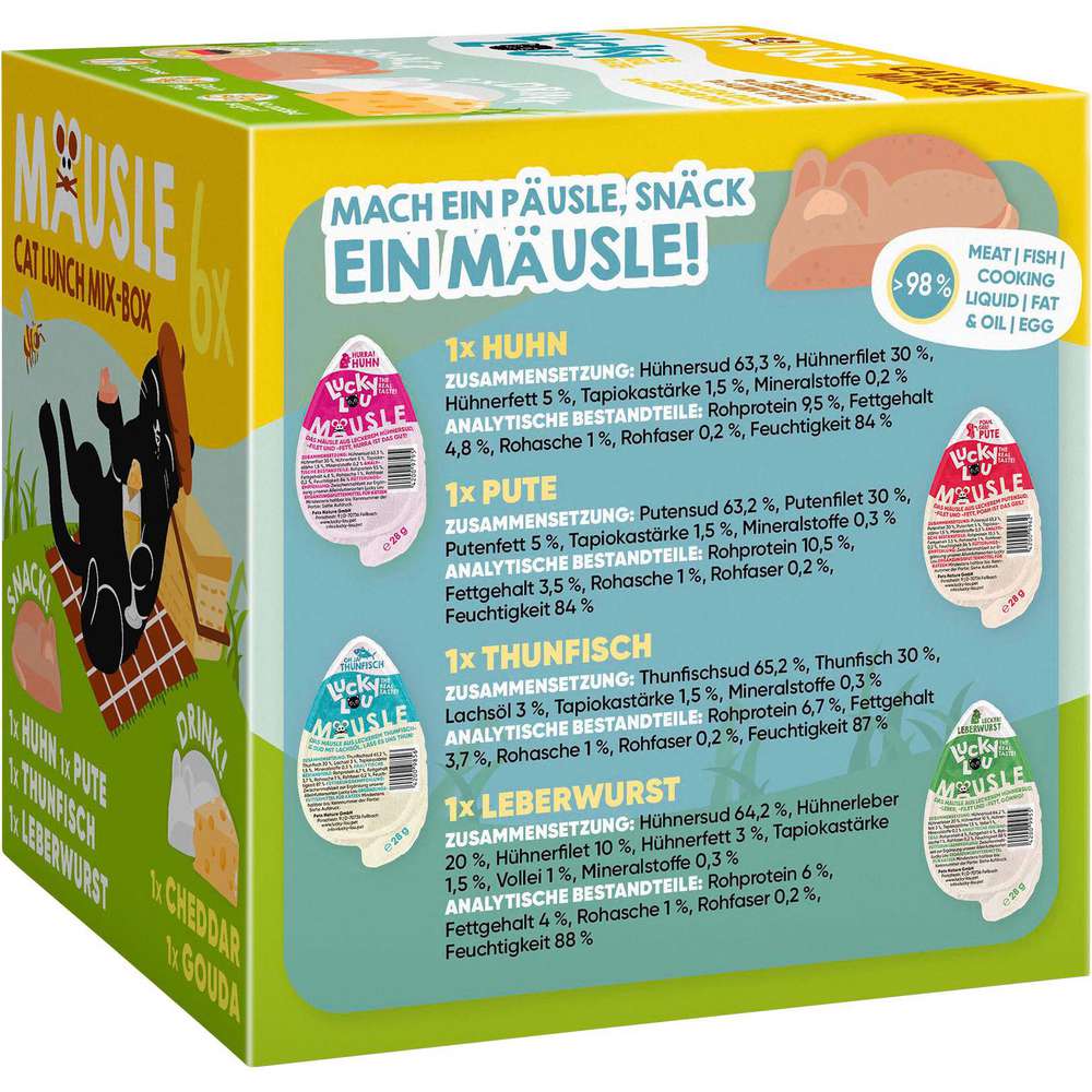 Produktabbildung Lucky Lou Katzen-Futter Mäusle, Lunch Mix-Box