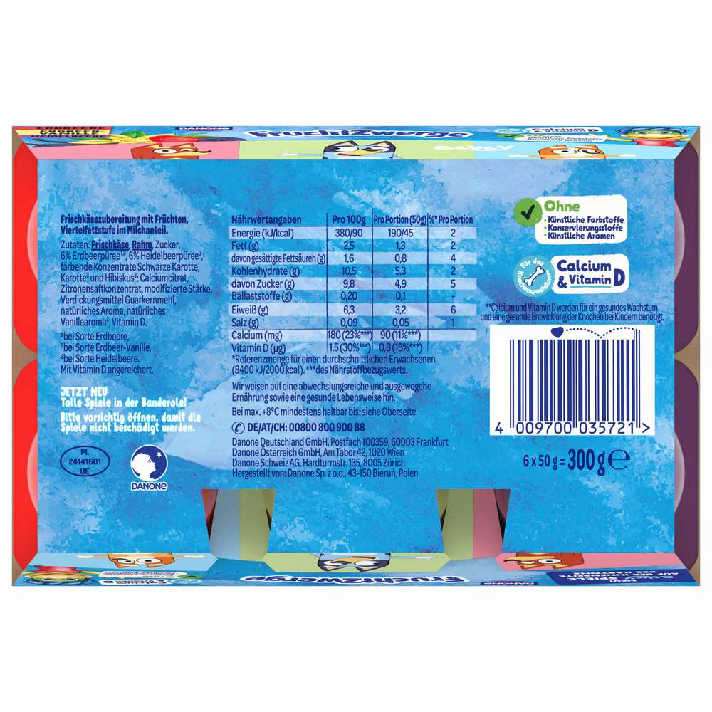 Produktabbildung  Fruchtquark, Erdbeere/Erdbeere-Vanille/Heidelbeere