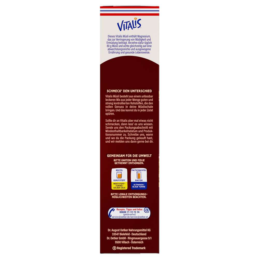 Produktabbildung Dr. Oetker Knusper-Müsli Vitalis, Plus Müsli, Multifrucht